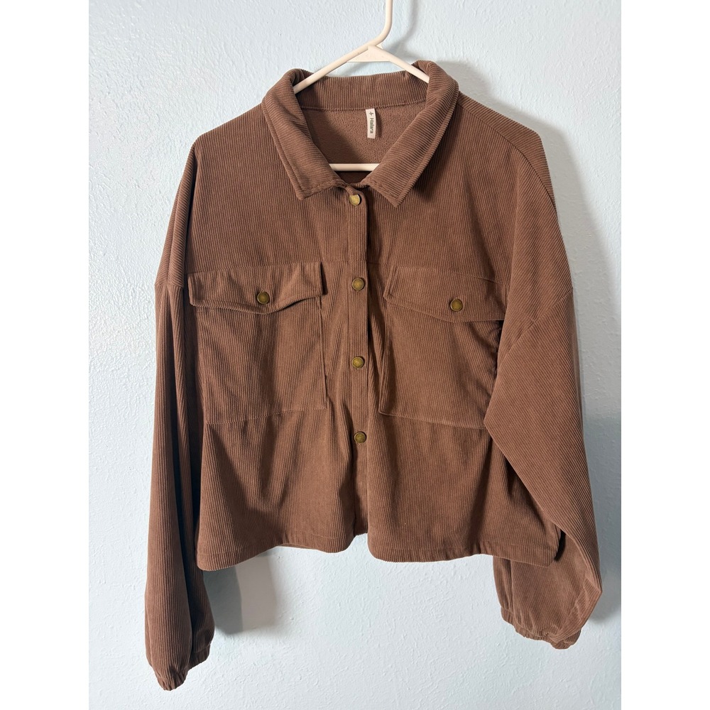 Halara Corduroy Shirt Jacket Oversized Cropped Shacket Womens XL Earthy Boho